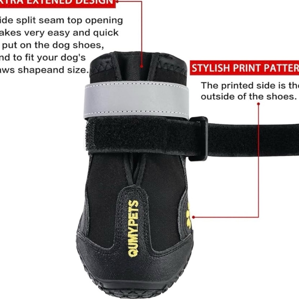 QUMY Dog Shoes for Large Dogs, Medium Dog Boots & Paw Protectors Size 5 - Picture 3 of 6